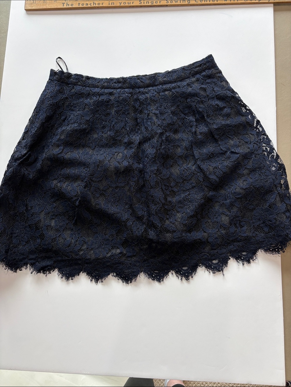 J. Crew Navy Floral Lace knee length Skirt